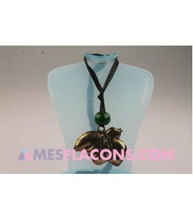 Pendentif - Oiseau argt & boule verte